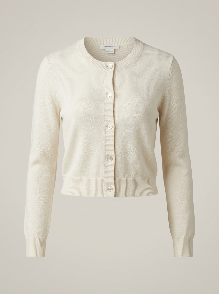 Cropped Cardigan in Ivory