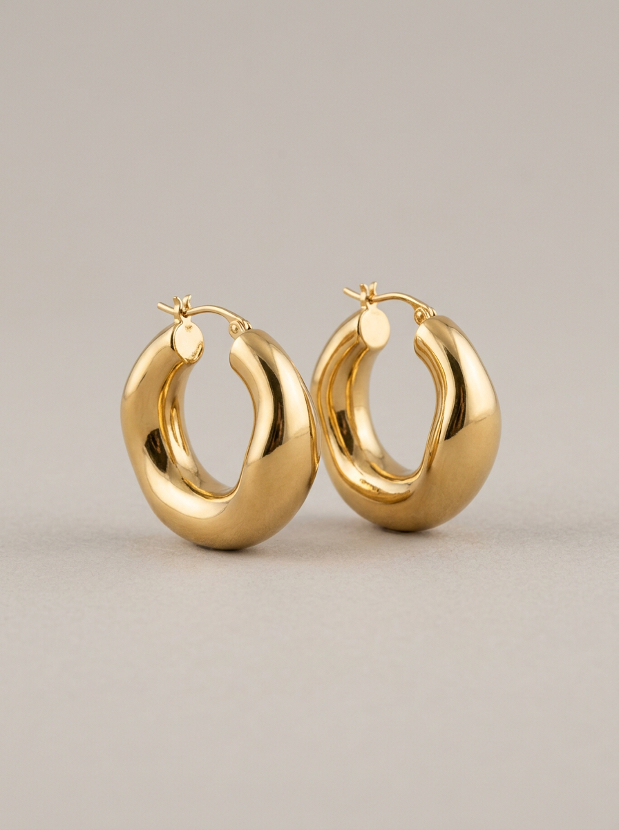 Sculptural Hoop Earrings in Gold-Tone