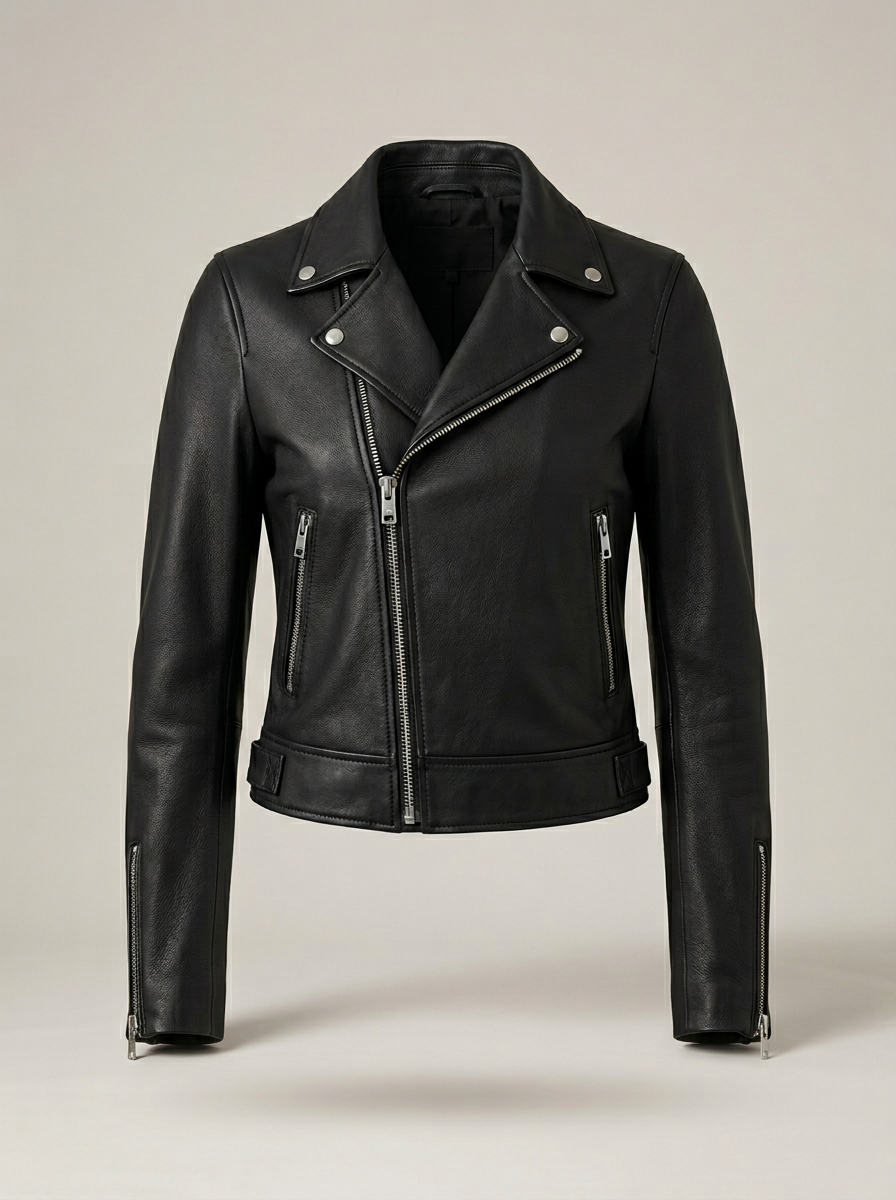 Leather Biker Jacket in Black