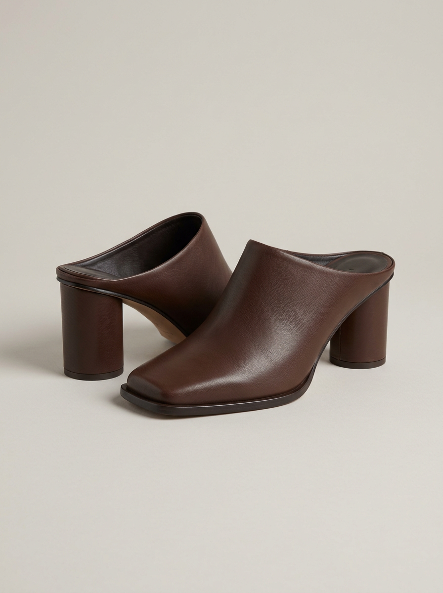 Square-Toe Mule in Chocolate