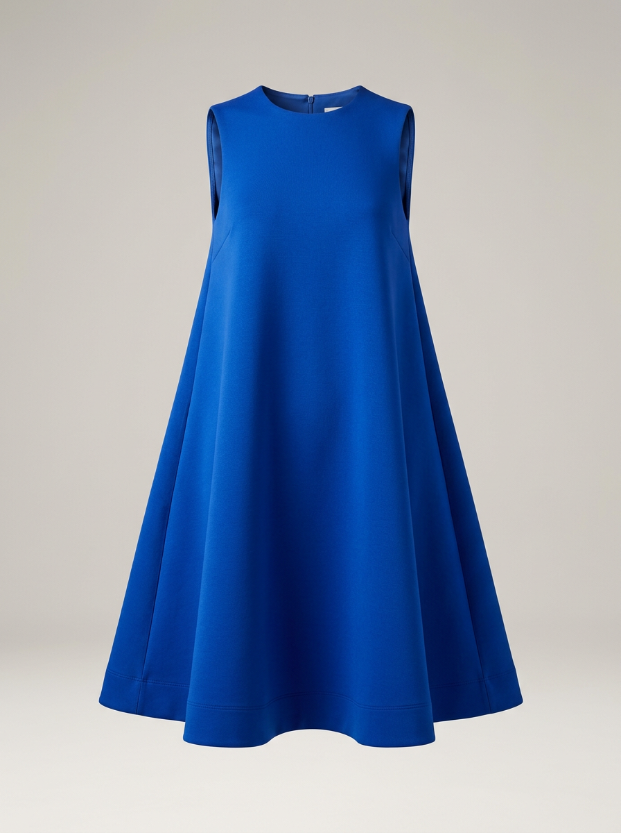 Sleeveless Trapeze Dress in Cobalt