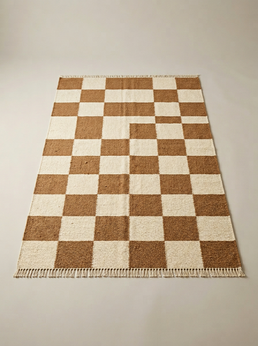 Alba Checked Wool Rug in Camel