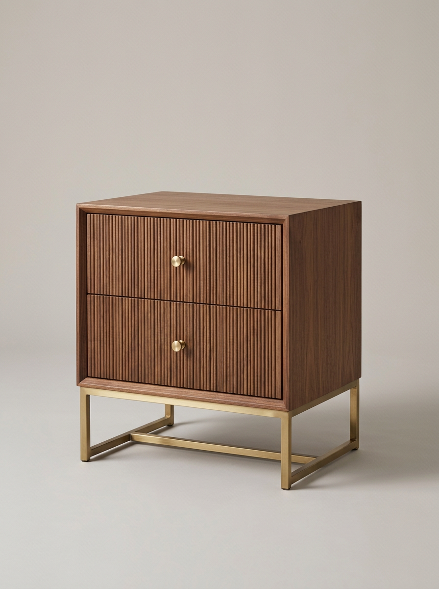Aurelle Nightstand in Walnut and Brass