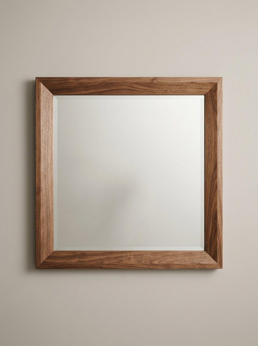 Cassian Square Wall Mirror in Walnut