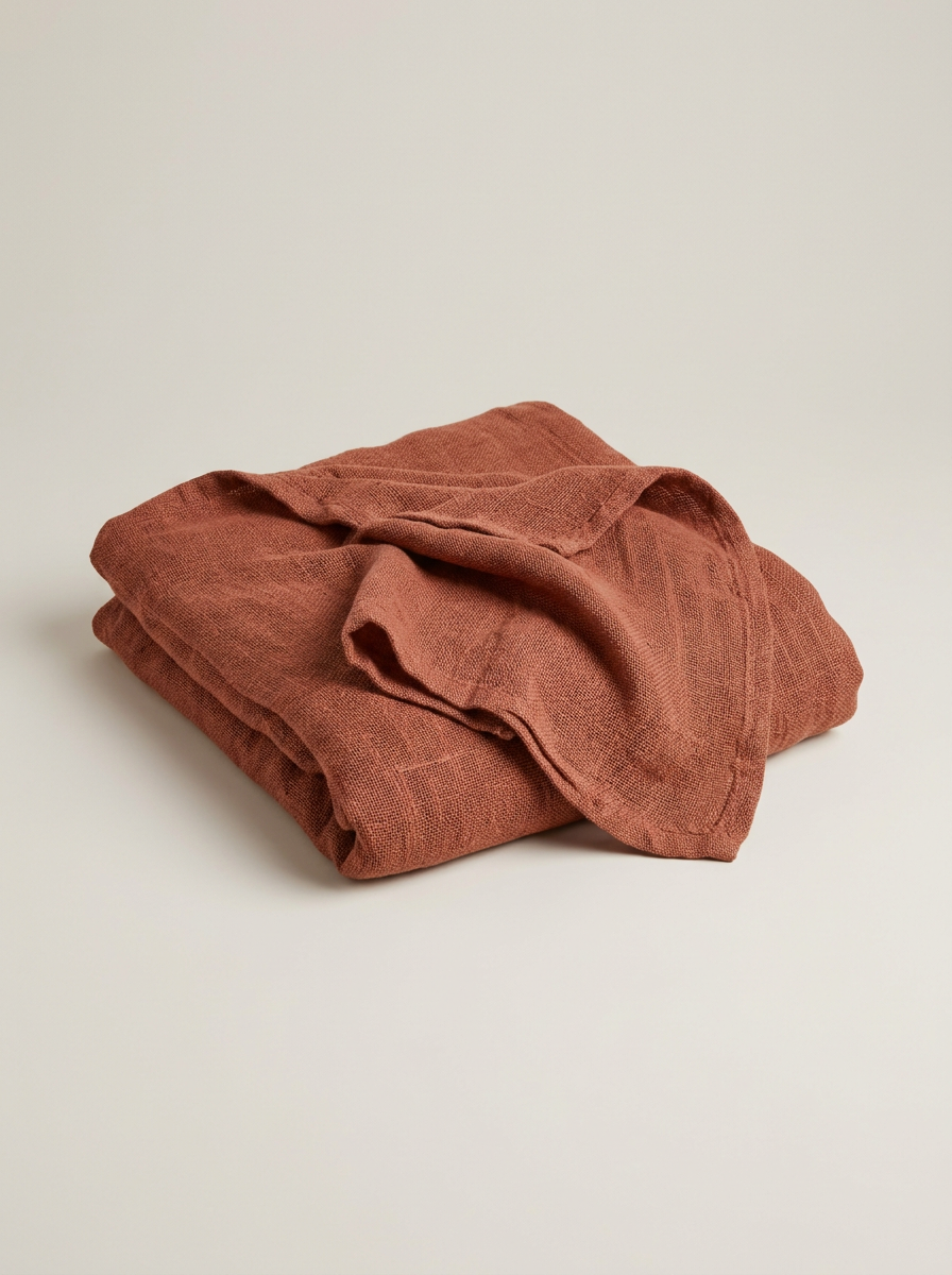 Lento Linen Throw in Terracotta