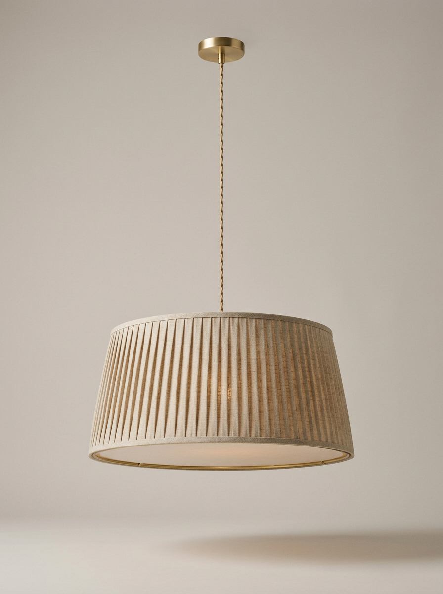 Piega Pleated Linen Pendant in Oat