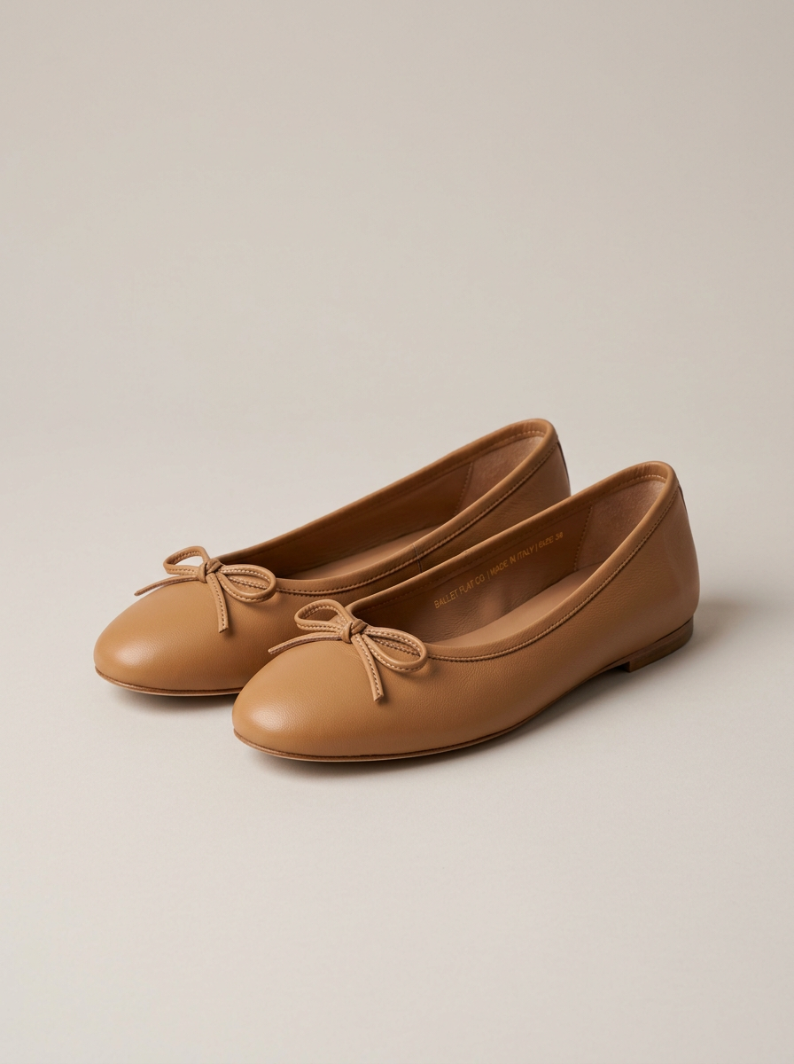 Ballet Flat in Camel Leather