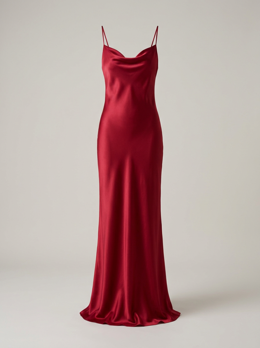 Bias-Cut Slip Dress in Crimson