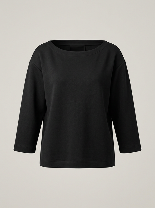 Boat-Neck Heavy Tee in Black
