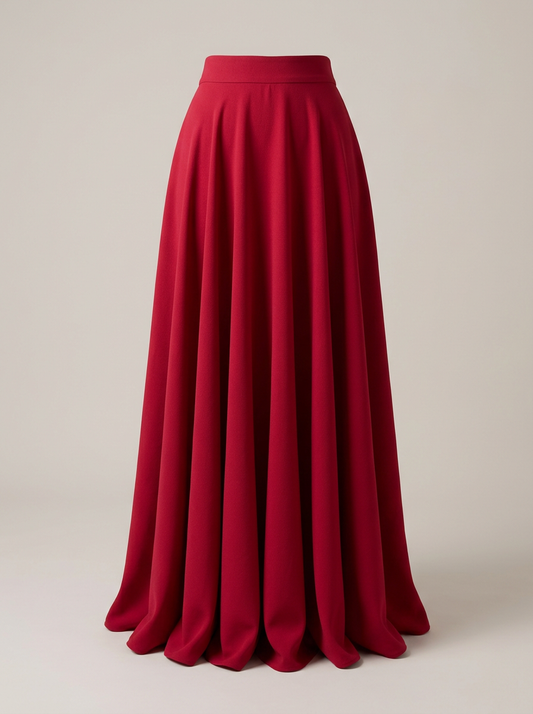 Full Circle Maxi Skirt in Crimson