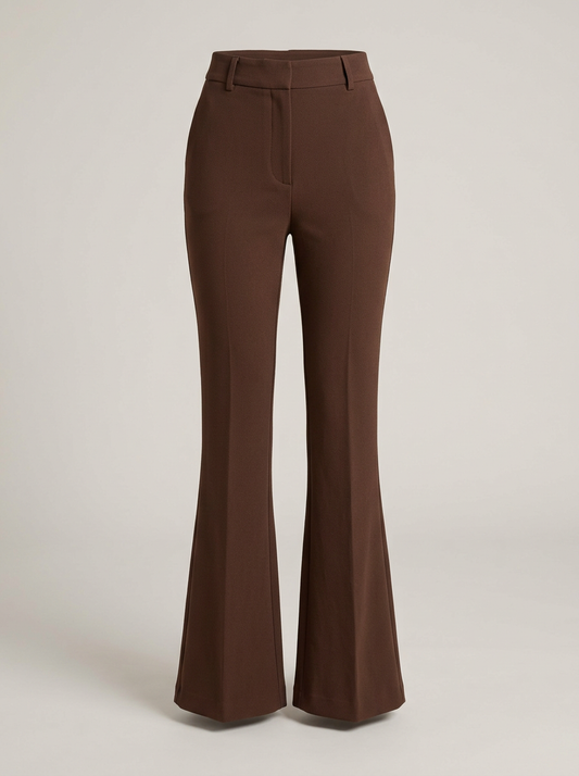 Flared Crepe Trouser in Chocolate