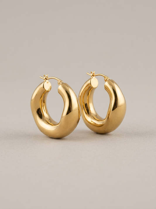 Sculptural Hoop Earrings in Gold-Tone