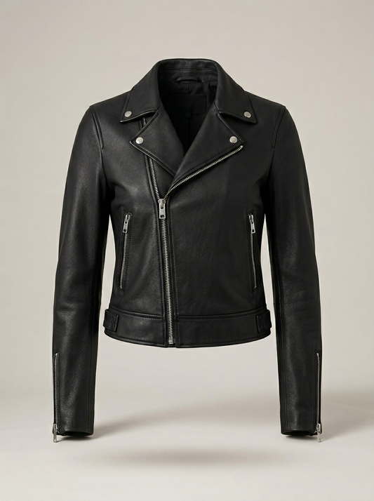 Leather Biker Jacket in Black