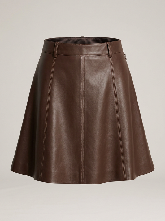 A-Line Leather Mini in Chocolate