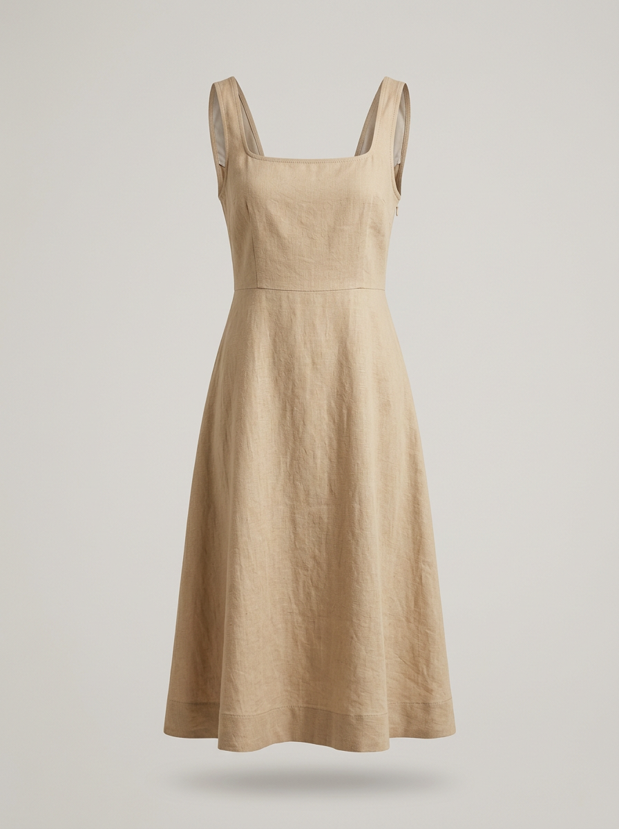 Slub Linen Sundress in Sand