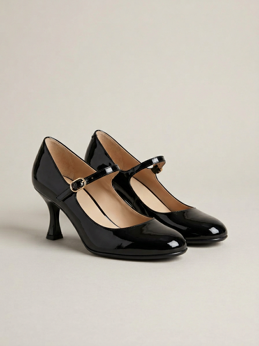 Mary Jane Pump in Black Patent