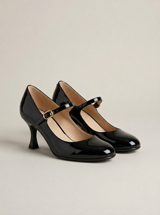 Mary Jane Pump in Black Patent