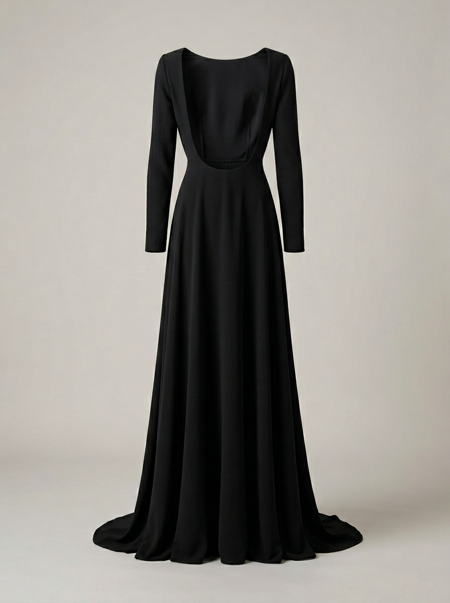 Open-Back Evening Gown in Black