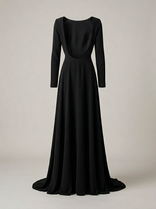Open-Back Evening Gown in Black