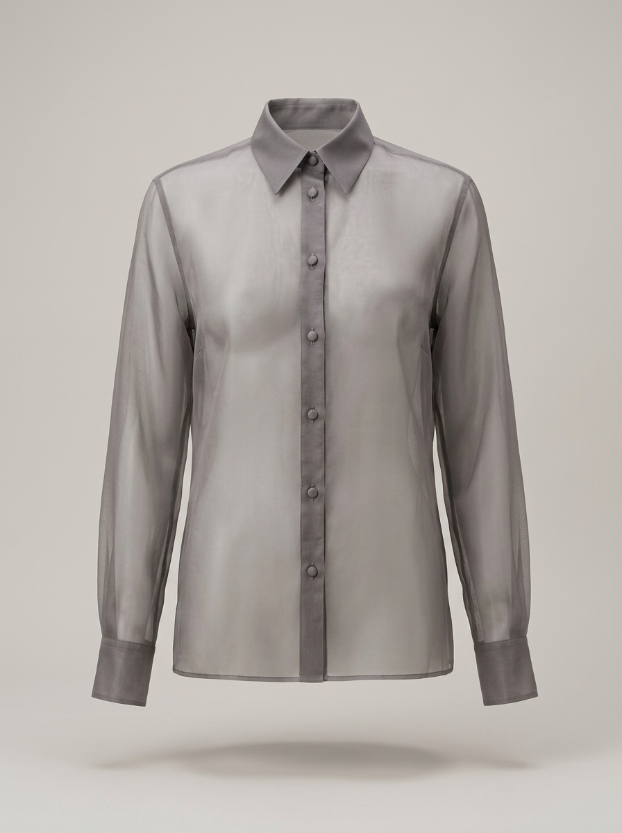 Sheer Organza Shirt in Smoke