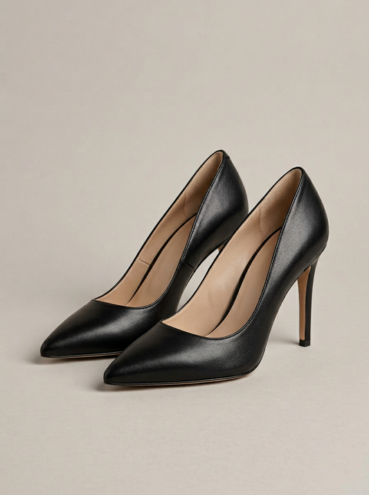 Pointed-Toe Pump 90 in Black Leather