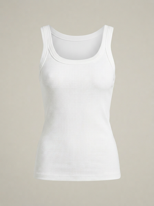 Ribbed Tank in White