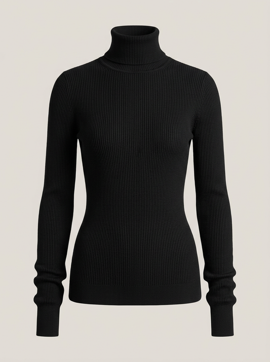 Ribbed Turtleneck in Black