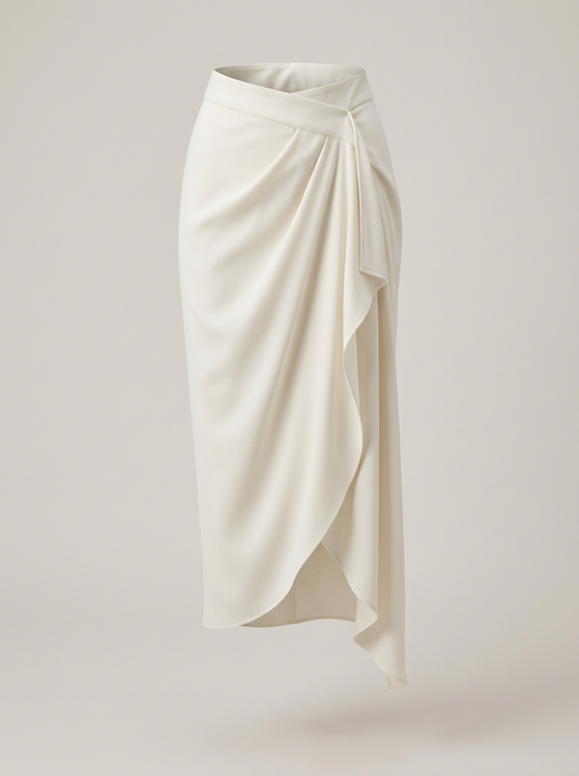 Draped Sarong Skirt in Ivory