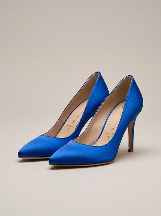 Satin Pump 75 in Cobalt