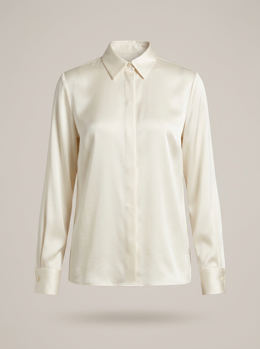 Silk Charmeuse Blouse in Ivory