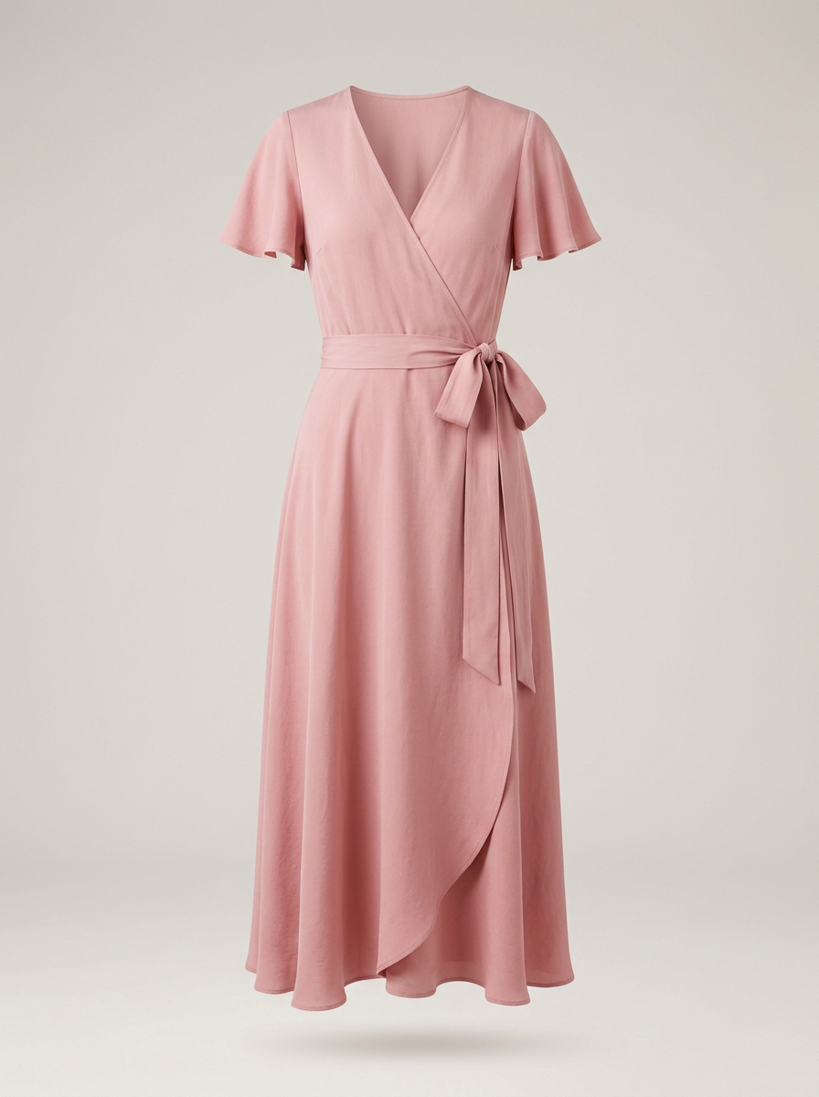 Silk Wrap Dress in Rose