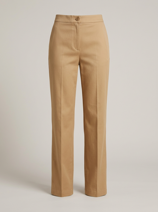 High-Waist Straight Trouser in Camel