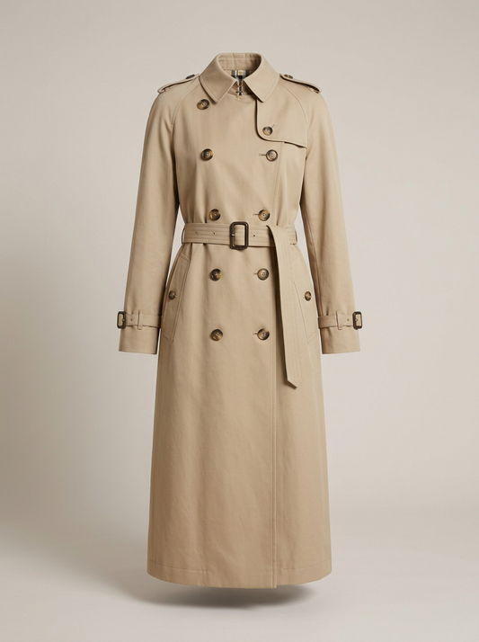 Longline Trench Coat in Stone