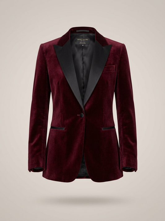 Velvet Evening Blazer in Bordeaux