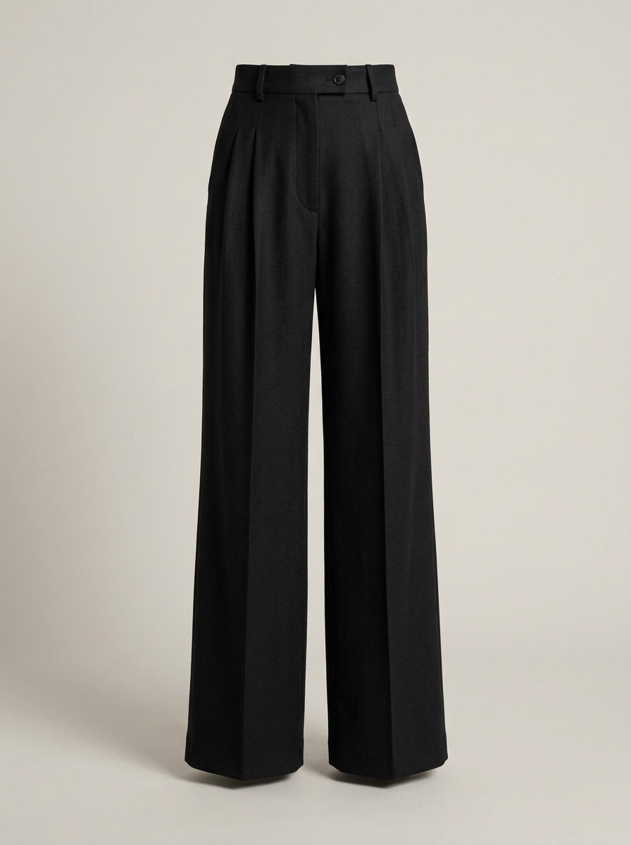 Wide-Leg Tailored Trouser in Black