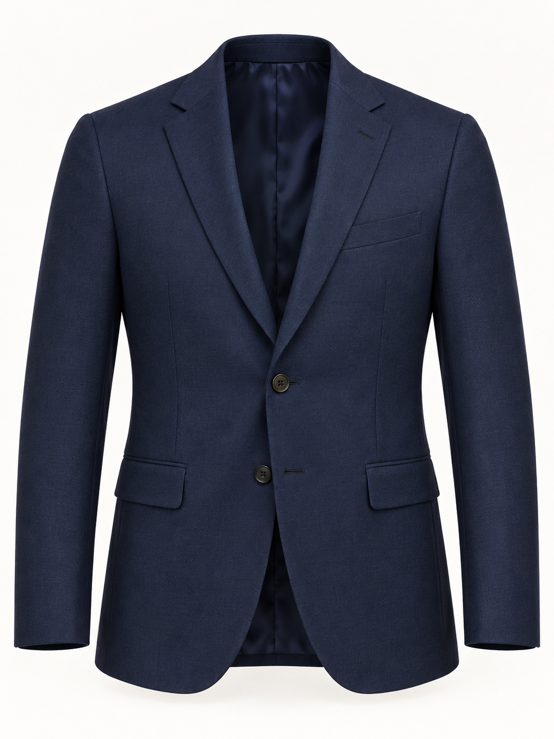 Front view of AVELINE men's tailored wool blazer in navy on a plain studio background