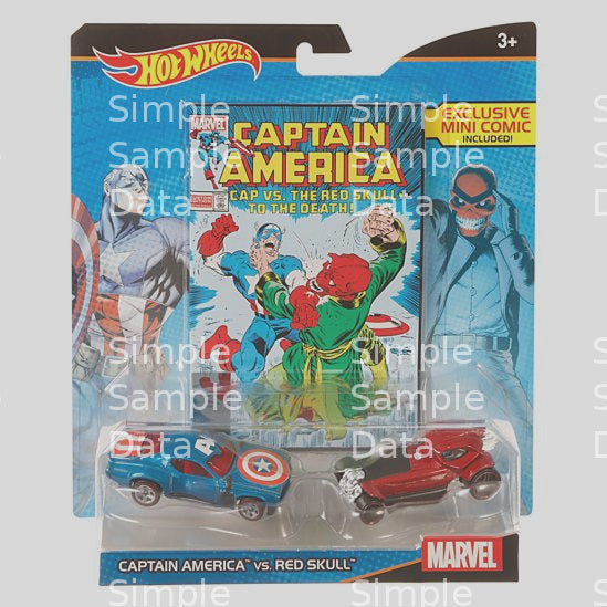 Hot Wheels Marvel Captain America vs. Red Skull Character Car 2-Pack with Mini Comic