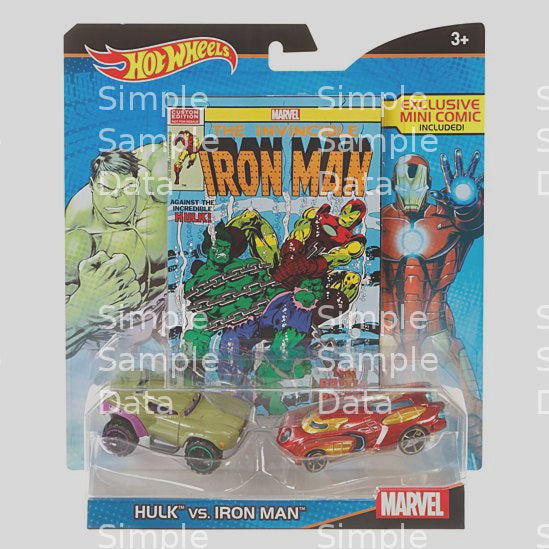 Hot Wheels Marvel Hulk vs. Iron Man Character Car 2-Pack with Mini Comic