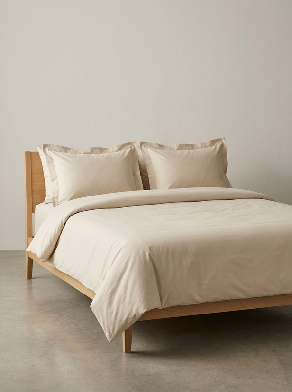 Alba Organic Percale Duvet Cover Set in Oat