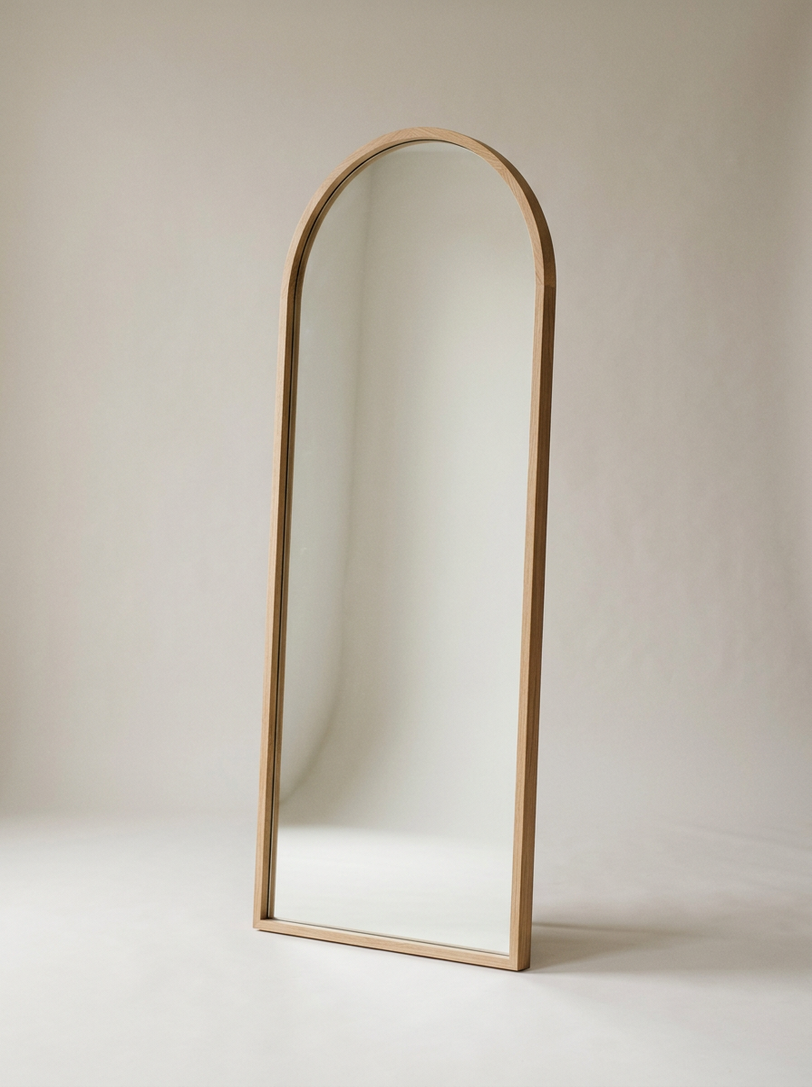 Arcada Arched Floor Mirror in White Oak