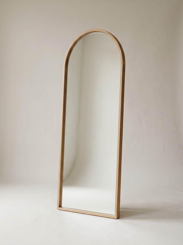 Arcada Arched Floor Mirror in White Oak