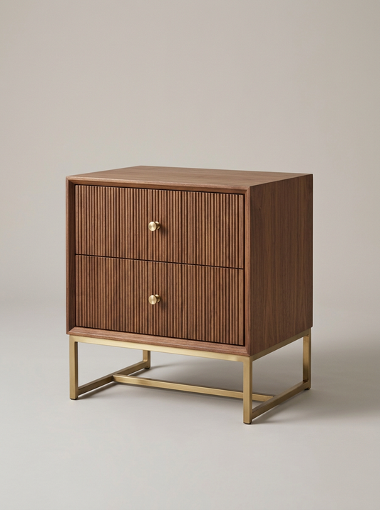 Aurelle Nightstand in Walnut and Brass