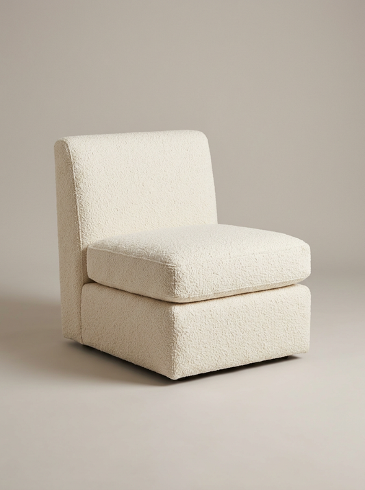 Aurelle Slipper Chair in Ivory Bouclé