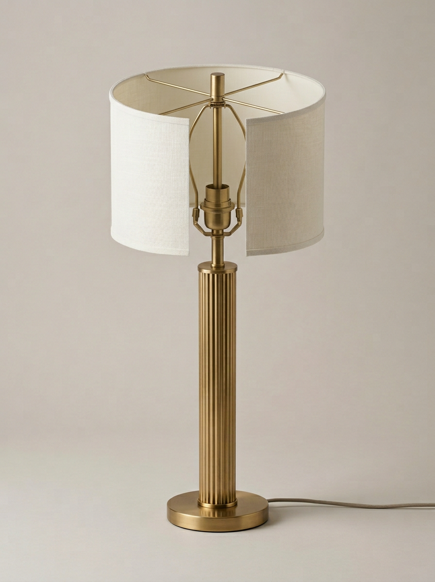 Cato Column Table Lamp in Brushed Brass