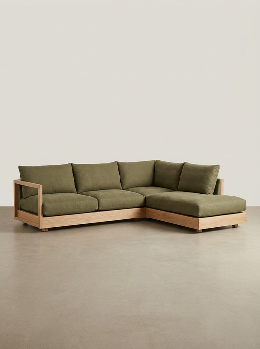 Halden Low Sectional in Olive Linen