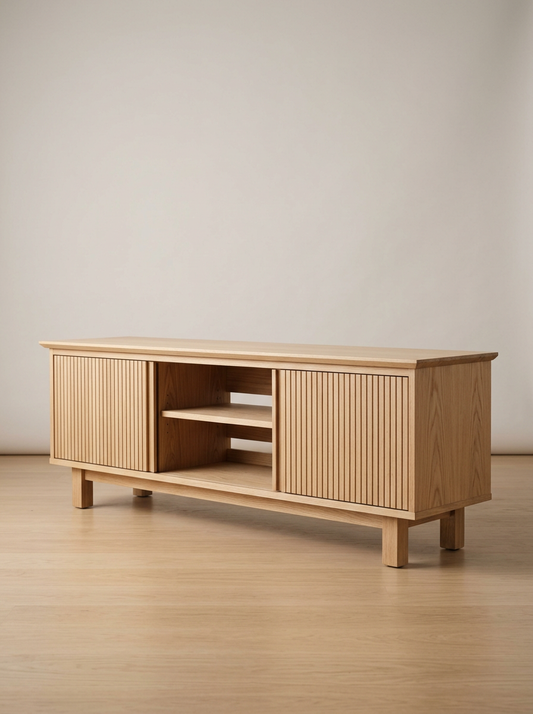 Halden Media Console in White Oak