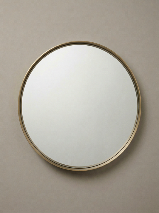 Halo Round Wall Mirror in Brushed Brass