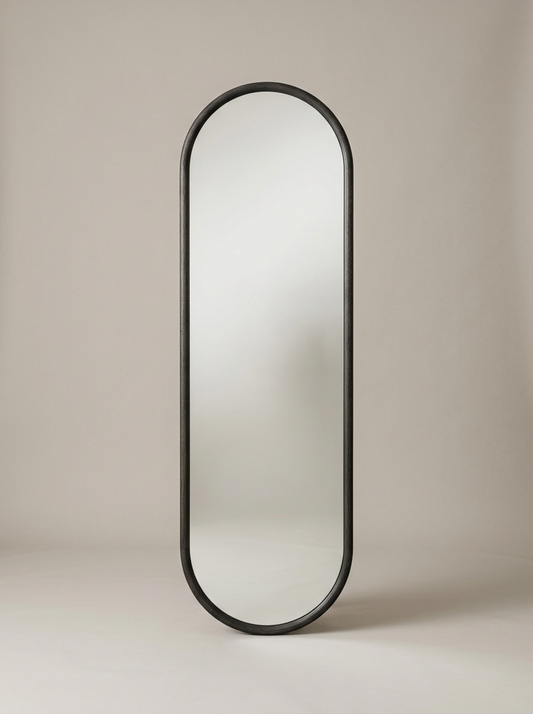 Linea Pill Wall Mirror in Charcoal Oak