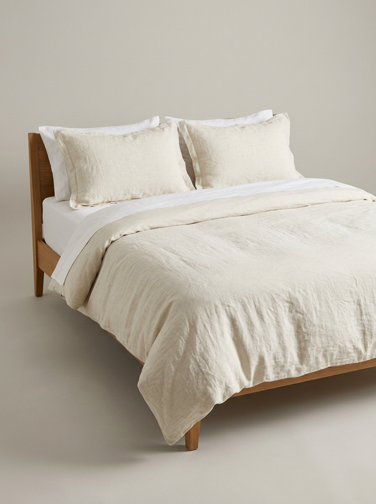 Lino Washed Linen Duvet Cover Set in Ivory