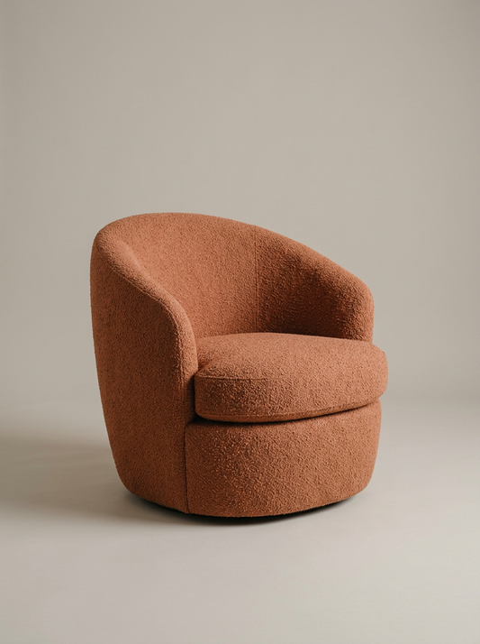 Lunara Barrel Chair in Terracotta Bouclé